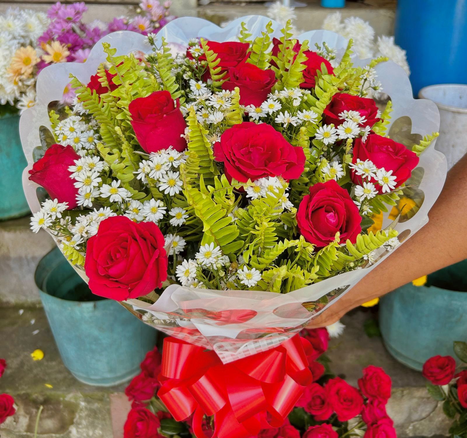 Buquê simples de rosas vermelhas